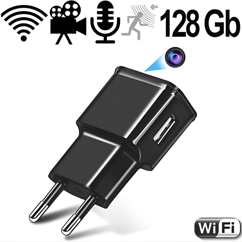 IP-HD SpyCam im USB-Netzteil, 128 Gb