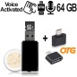 USB VoiceRecorder, 64GB, bis 752 Std., VAS, OTG USB VoiceRecorder, 64GB, bis 752 Std., VAS, OTG